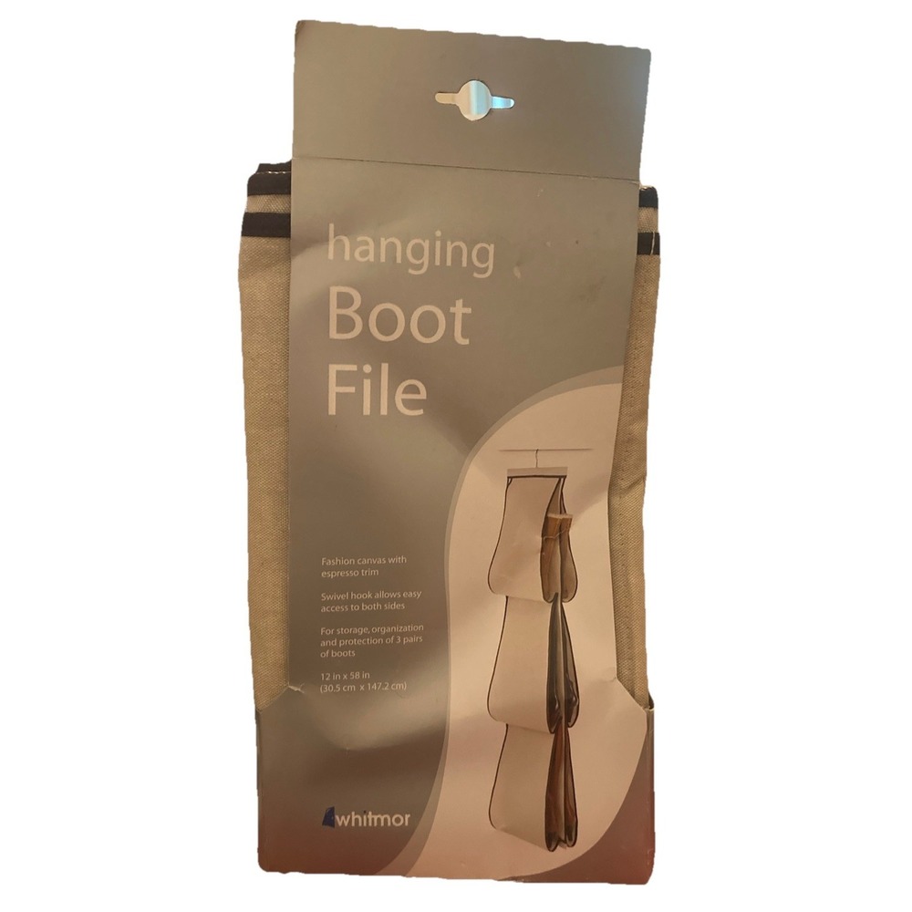 Whitmor Hanging Boot‎ File Holds 3 Pair Beige Canvas NEW